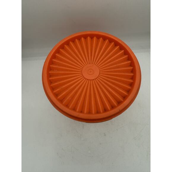 Vintage Tupperware Harvest Orange Coffee & Tea Canisters w/ Lids 809-14 & 811-13 - Picture 9 of 14